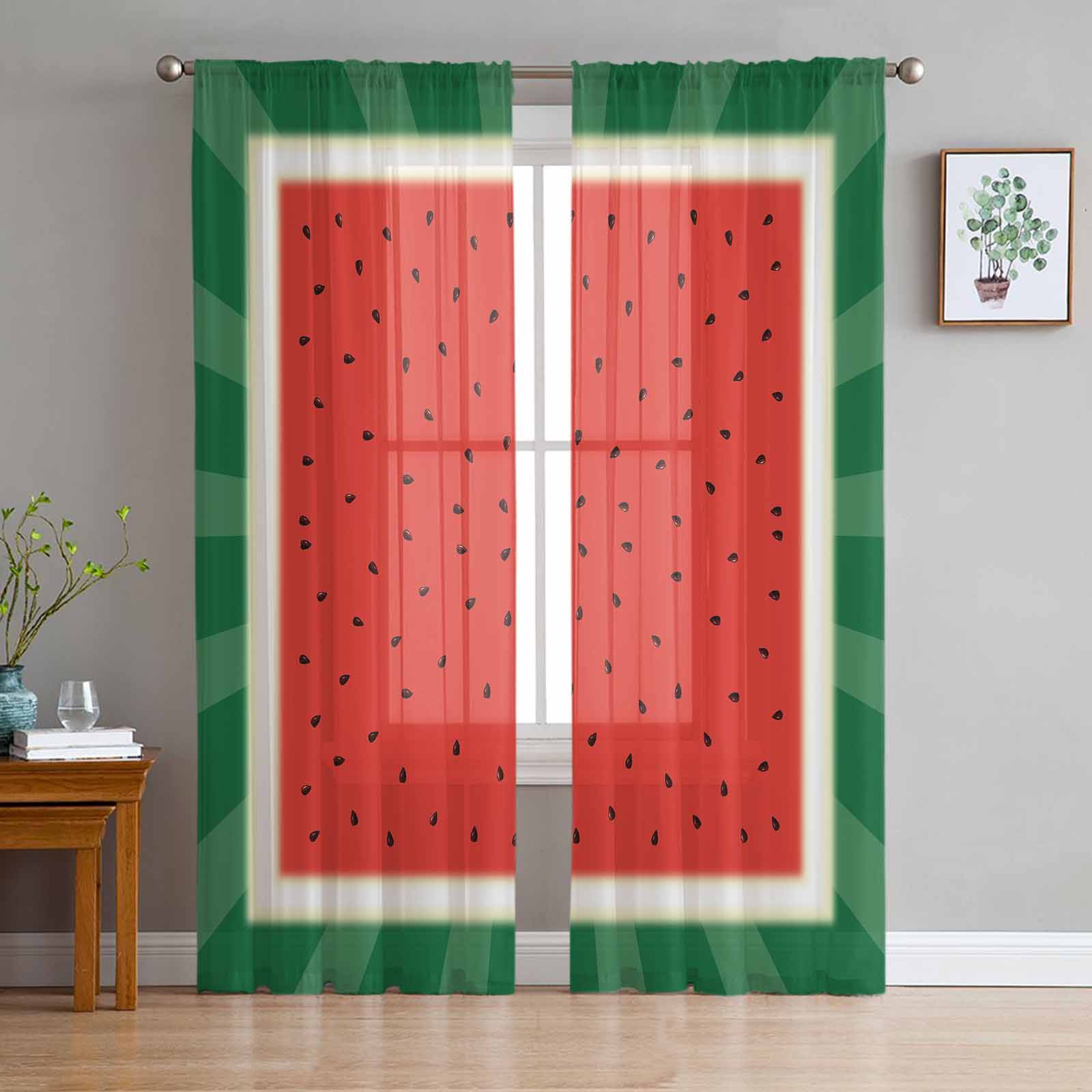 

Авокадо Зеленые семена Фрукты Прозрачные шторы для украшения гостиной Оконные шторы для кухни Тюль Вуаль Органза Шторы W135 x H115cm x1&Grommet Top