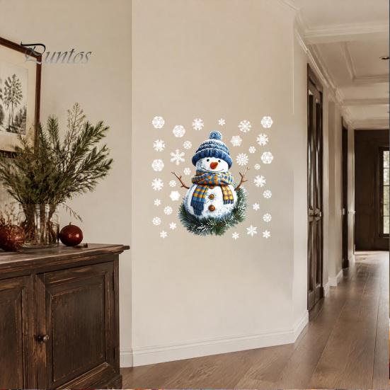 Self Adhesive Wall Stickers for Entryway Christmas Santa Claus/Snowman Static Glass Stickers, Removable Windows Clings, PVC Waterproof Durable Window