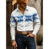 Navajo Geometric Print Men's Long Sleeved Shirt American Western Denim Shirt European and American Ranch Vacation Top