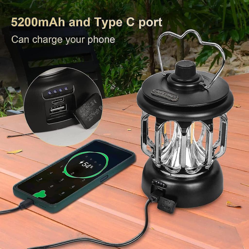 LED Retro USB Wiederaufladbare Campinglaterne Dimmbares Warmweißes Licht