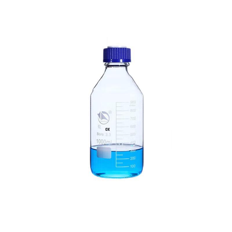 Bingyue 1 л Мерная стеклянная бутыль для реагентов с синей крышкой
