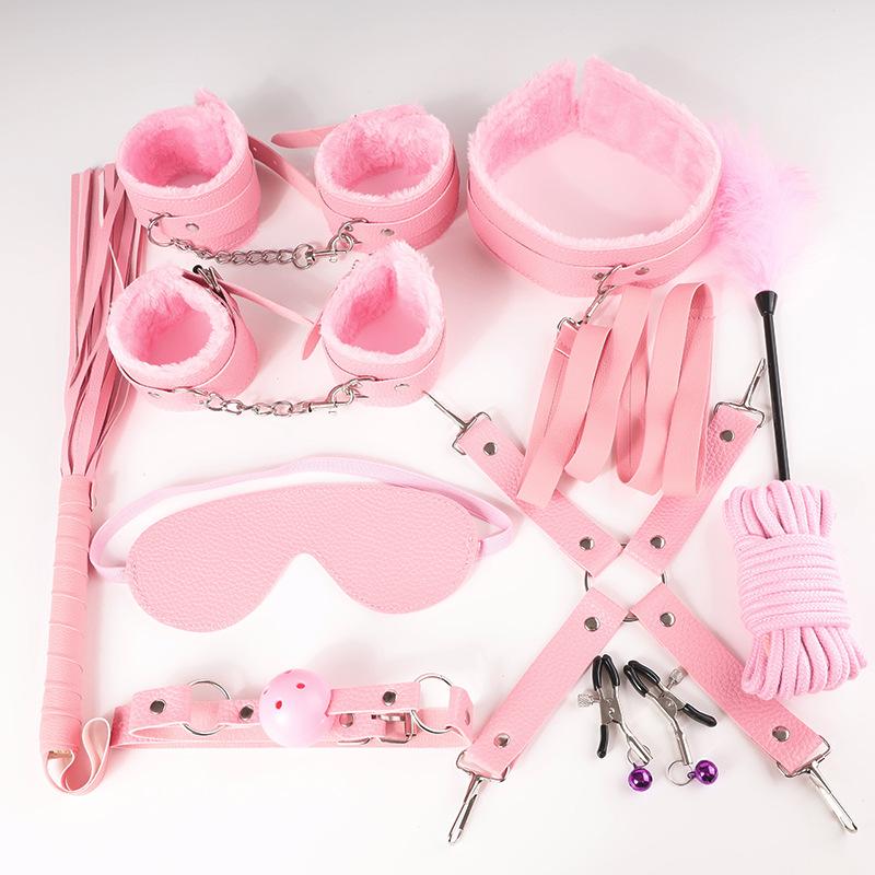 11 Pcs/ Set Bondage Toys Plush Cuffs Strap Whip Rope Adult Sex Game Toy 18+