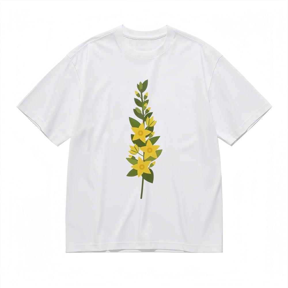 

Women s Soft Comfortable Classic T-Shirt Minimalist Yellow Floral Cotton Tee USA 3XL