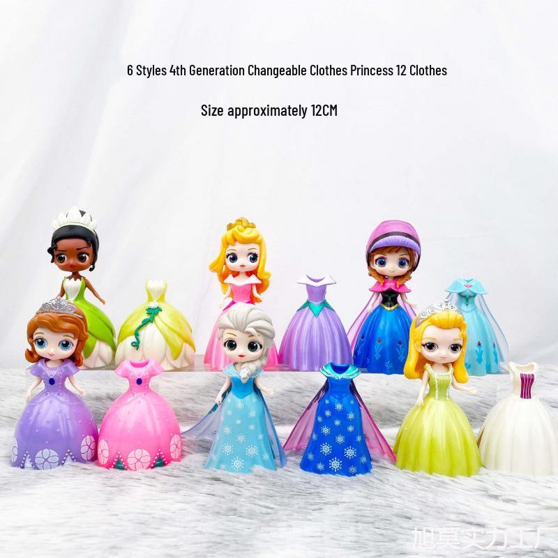 Princess Dress-Up Doll Set with Changeable Clothes, Frozen Theme, Perfect Birthday Gift for Little Girls