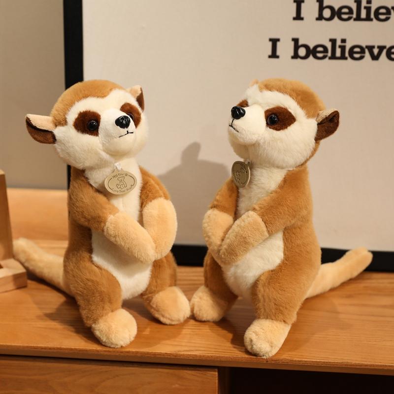 Lifelike Meerkat Plush Toy Soft Stuffed Wild Lemur Doll Cute Funny Anime Animal Desktop Pet for Kids Birthday Gift
