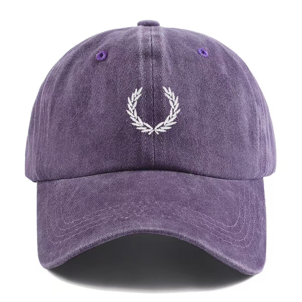 

New Wheat Ear Embroidery Baseball Cap Washed Cap Men s and Women s Soft Top Outdoor Hat Sunshade Sunscreen Show Small Face Adjustable фіолетовий