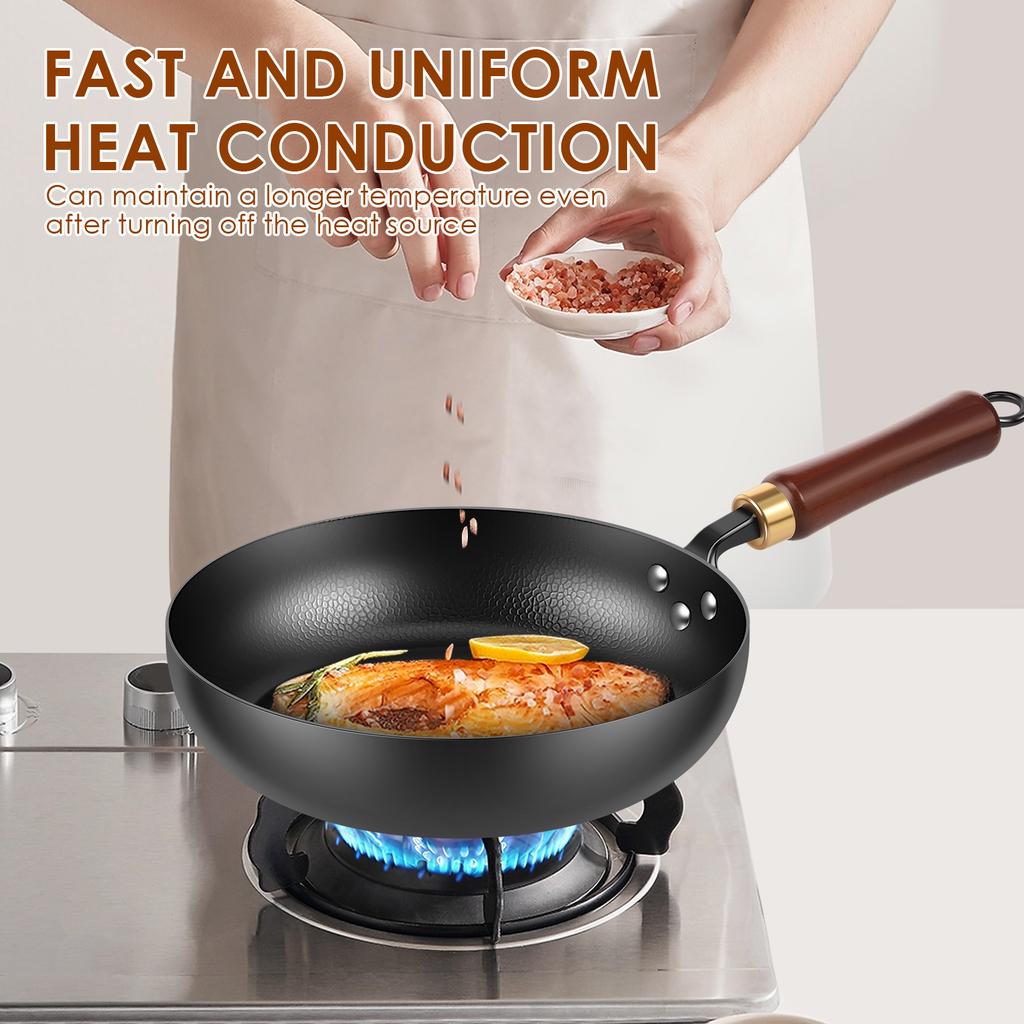 Frying Pan Cooking Skillet Non-Stick Steel Frypan Pot Saucepan Camping Kitchen Cookware For Food Frying, Cooking And Stir-Frying