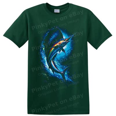 Sailfish T Shirt Neon Ocean Predator Fish Art W/ Blue Wave Graphic Wildlife Tee