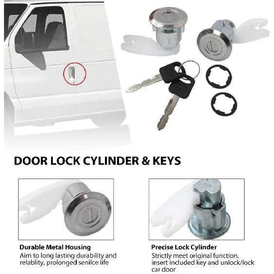 2 Sets Door Lock Cylinder with Keys Fit for Ford Ranger 1993-1994, 1995-1996