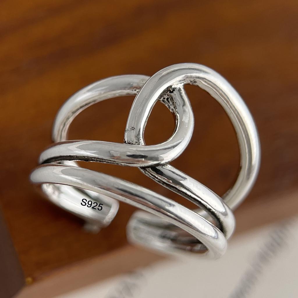 925 Sterling Silver Rings for Women Couple Minimalist Handmade Simple Wide Cross Line Ring Fine Jewelry Gift Prevent Allergy