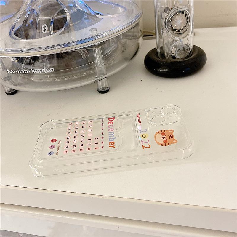 Husă portcard Zhitai Calendar Tigru Anul Nou iPhone 16, Compatibilă cu iPhone 15 Pro și 8 Plus, Design Transparent