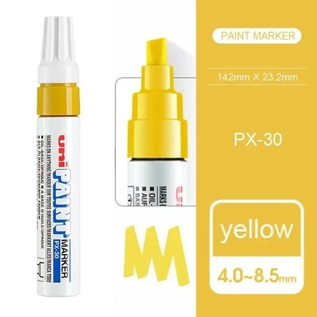1 stuks Japan UNI Markers PX-30 8,5 mm Waterdicht Extra Dik Permanent Industriële Oliebasis Markeerstift Graffiti Benodigdheden geel