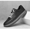 Outdoor Men's Sneakers Comfortable Leather Men's Platform Shoes Casual Lace-up Vulcanized Shoes Black White Walking Shoes