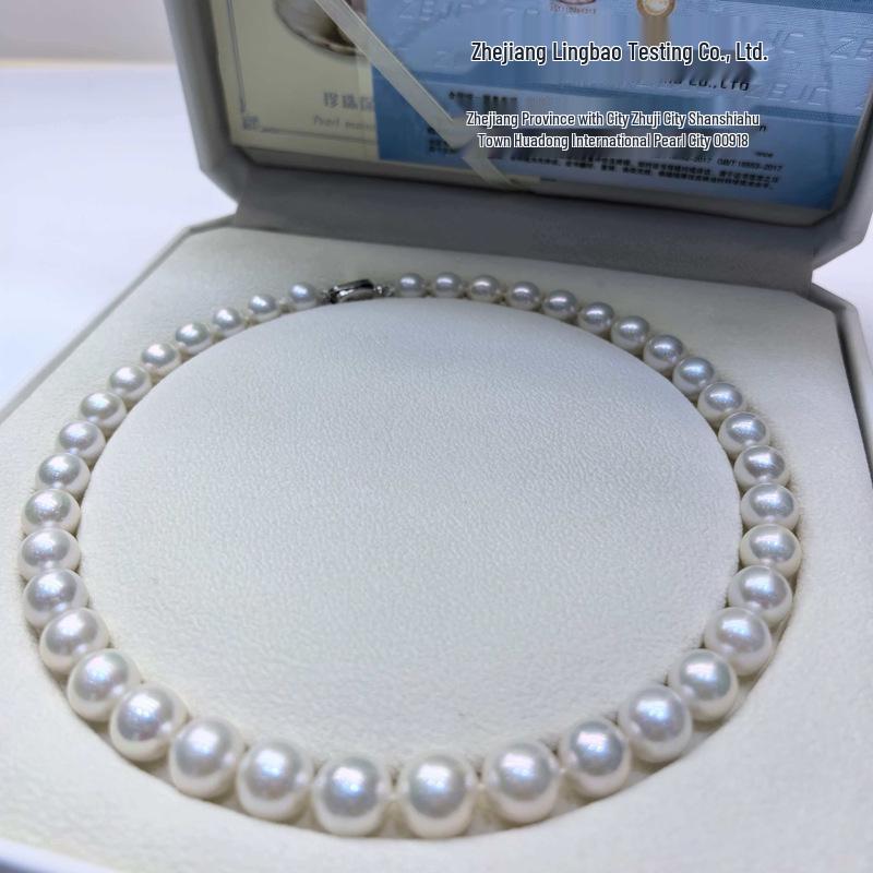 Zhuji Round Freshwater Pearl Necklace - Strong Luster Choker for Women, Perfect Gift for Mom or Mother-in-law