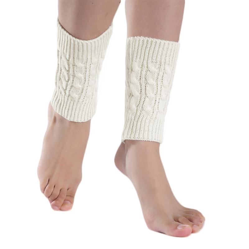 Women Winter Cable Knitted Leg Warmers Socks Solid Color Twist Braided Crochet Pattern Short Boot Cuffs Cover Toppers