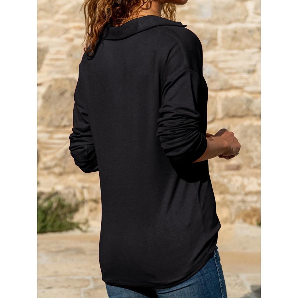 Autumn and Winter Knitted Fabric Lapel Zipper Casual Women's Pullovers & Long Sleeves