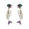 Orecchini Pendenti Creativi a Lisca di Pesce Smaltata Charms Pesce Orecchini a Lobo Geometrici in Metallo Orecchini Pendenti Bohemien Retrò Smalto Colato Regalo