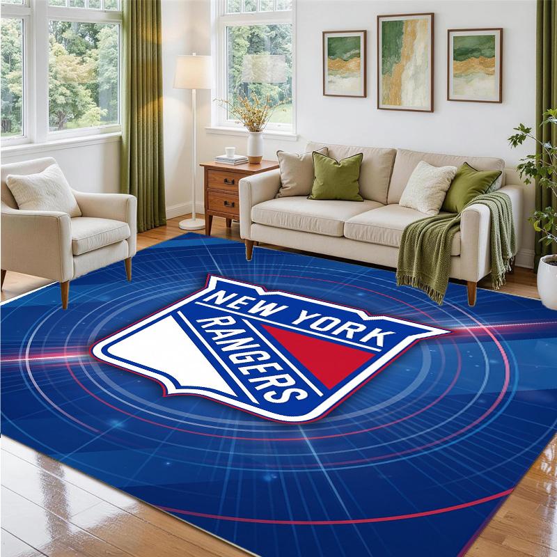 New York Rangers Design Crystal Velvet Rug Soft Decorative Mat for Bedroom Entrance