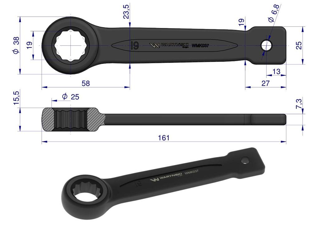 Klucz Oczkowy Do Pobijania 19 Mm Waryński