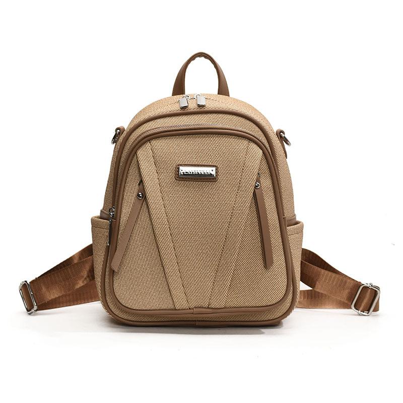 Women's new backpack leather large-capacity double backpack + backpack simple and versatile fashion solid color
