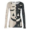 Women Halloween Print Long Sleeve Slim Fit Crew Neck Base Shirt Stretchy Ribbed Fabric Casual Top for Autumn and Winter