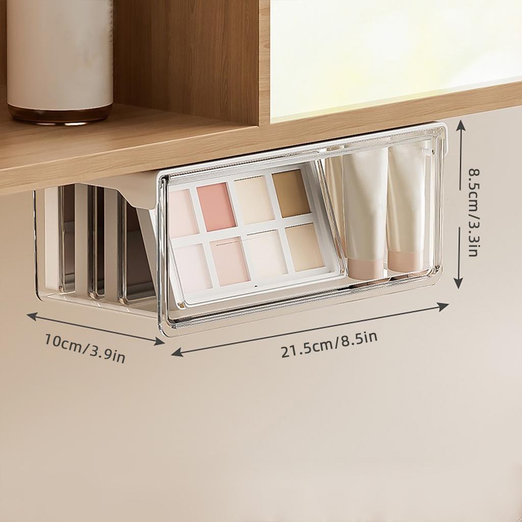 Transparente Schubladen-Aufbewahrungsbox Ausziehbarer Organizer-Koffer für unter den Spiegel Badezimmer Baumwollstäbchen Make-up-Halter