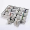 Flannel Jewelry Display Trays 12 Adjustable Compartments Stackable Bracelet Display Tray Velvet Surface Adjustable