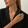 Fashion Diamond Gold Alloy 4-Piece Necklace Earring Ring Set for Engagement Wedding Party or Gift Women