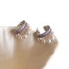 Lilac Purple Pearl Zircon Hoop Earrings Elegant Light Luxury Women S Jewelry