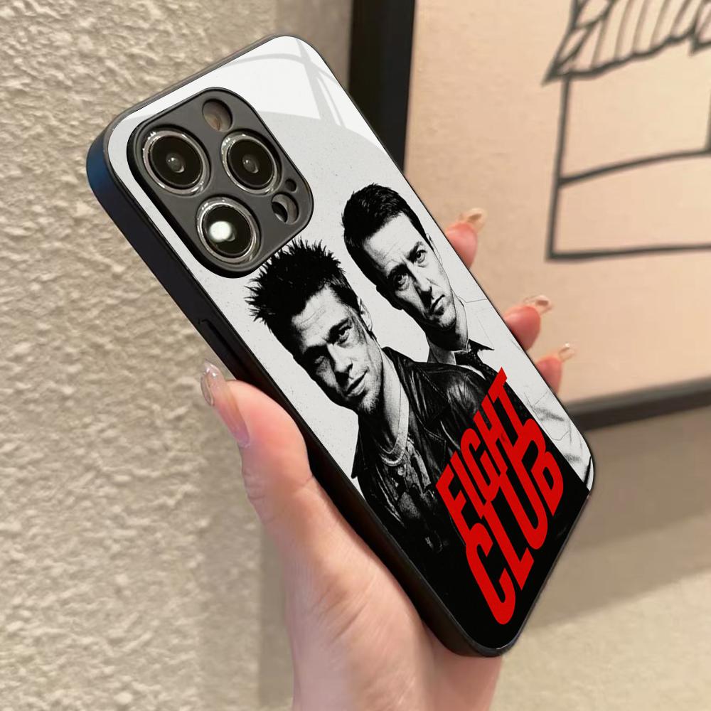Fight Club Movie Phone Case for Iphone 17 16 15 14 12 11 13 Pro Max Mini X Air Puls Black Glass Cover