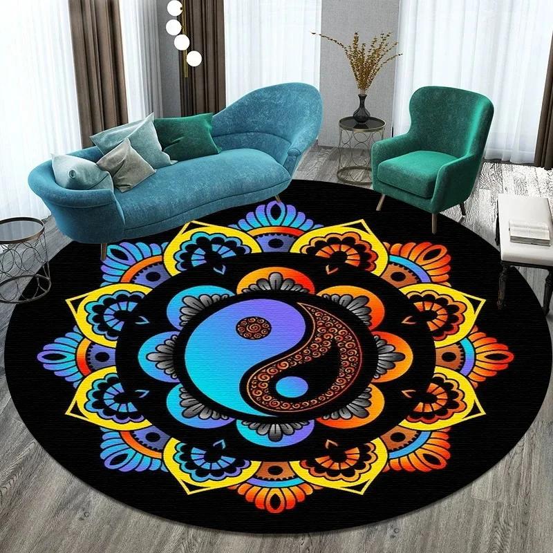 Bitcoin Round Carpet Anti-Slip Circle Area Rug Large for Home Living Room Floor Mat Bedroom Decor Chair Drum Rug Chair Doormat