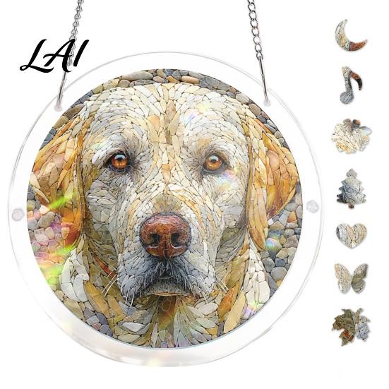 Suncatcher Acrylic Puzzle Suncatcher Stained Glass Window Hanging Ornament with Double-side UV Dog