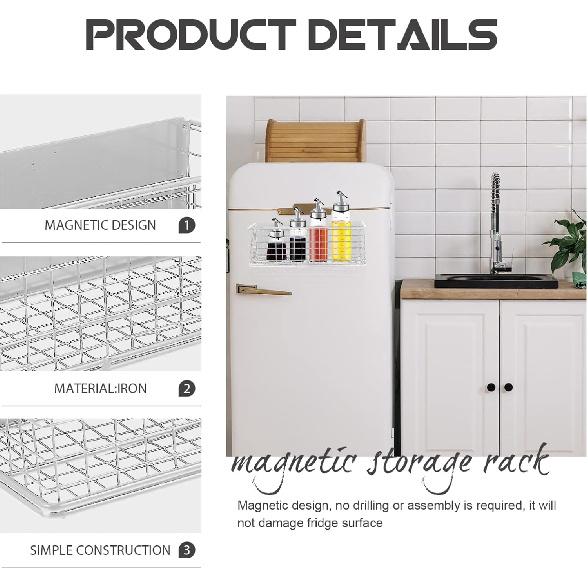 Wire Mesh Magnetic Storage Basket Trash Container Desk Tray Office Organizer for Refrigerator Microwave Oven Magnetic Surface Kitchen Office White