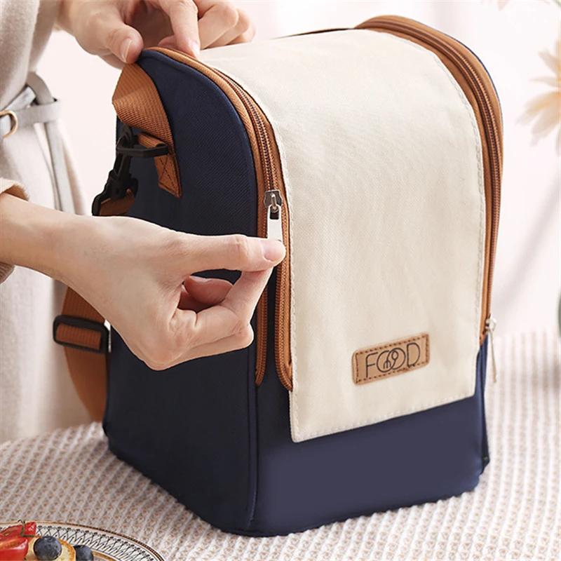 New Round Thermal Lunch Box Bag Waterproof Insulated Food Tote Kids Keep Fresh Cooler Shoulder Bags Portable Bento Storage Pouch