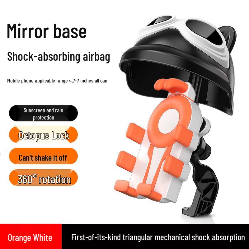 Shockproof Rainproof Phone Holder for Electric Cars, Motorcycles & Takeaway Helmets with Sunshade and Navigation Support.