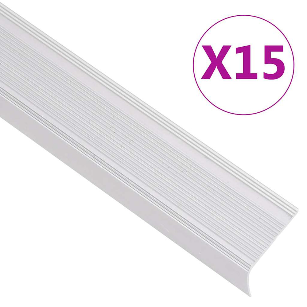 Nez de marche forme en L 15 pcs aluminium 100 cm argenté