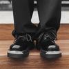 Niche high-end round head thick sole heightening large head leather shoes men's Korean version casual versatile derby shoes 3206-J