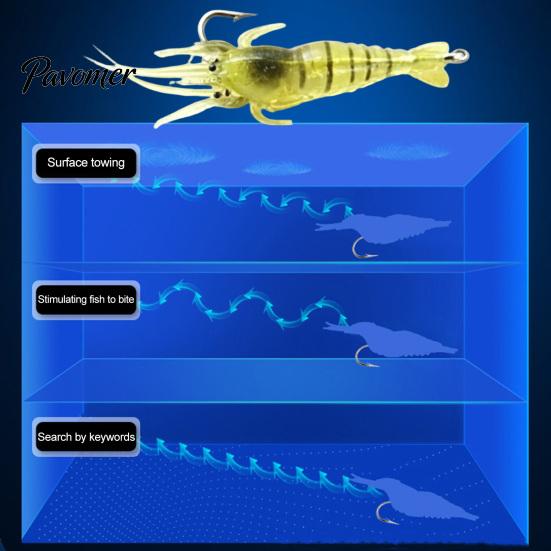 Saltwater Fishing Lure 5/10/20/40Pcs 4CM/1.3G Bionic Shrimp Soft Lure, Glow-in-the-dark Bass Lures Bait with Hook, Freshwater Swimbait Realistic