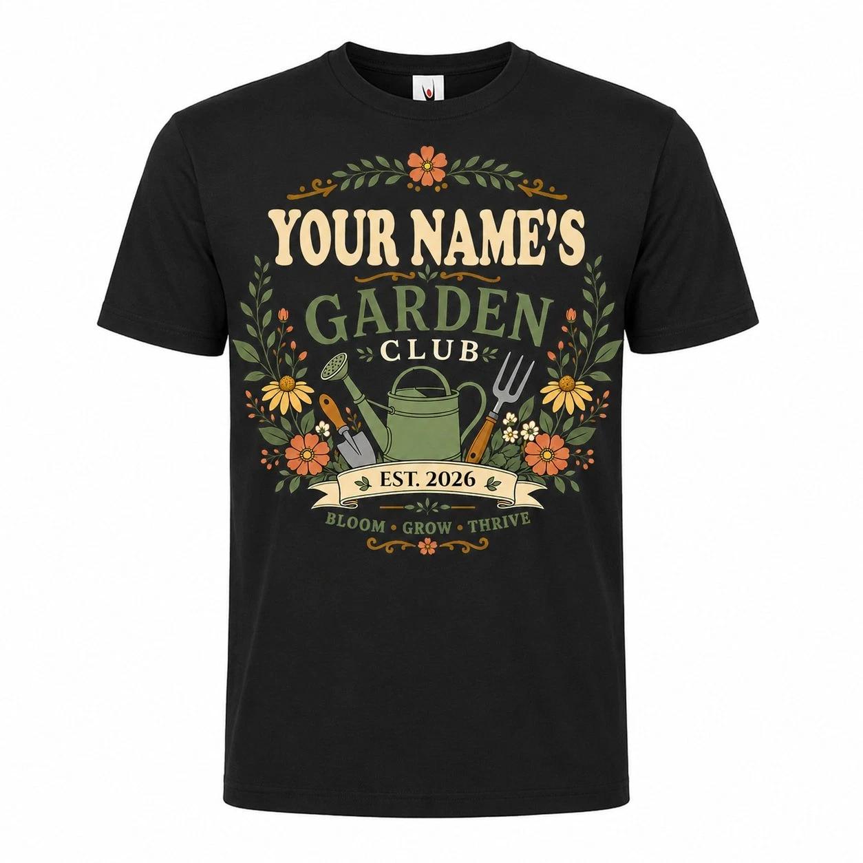 Personalised Garden Club T Shirt Mens Gardening Gift Custom Name Year Tee 4XL