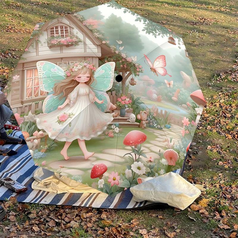 1 Stück Fee Garten Regenschirm-8-Speichen Verstärkt, Automatisches Öffnen, Leicht & Langlebig, Niedliches Modeaccessoire für Draußen-F2646