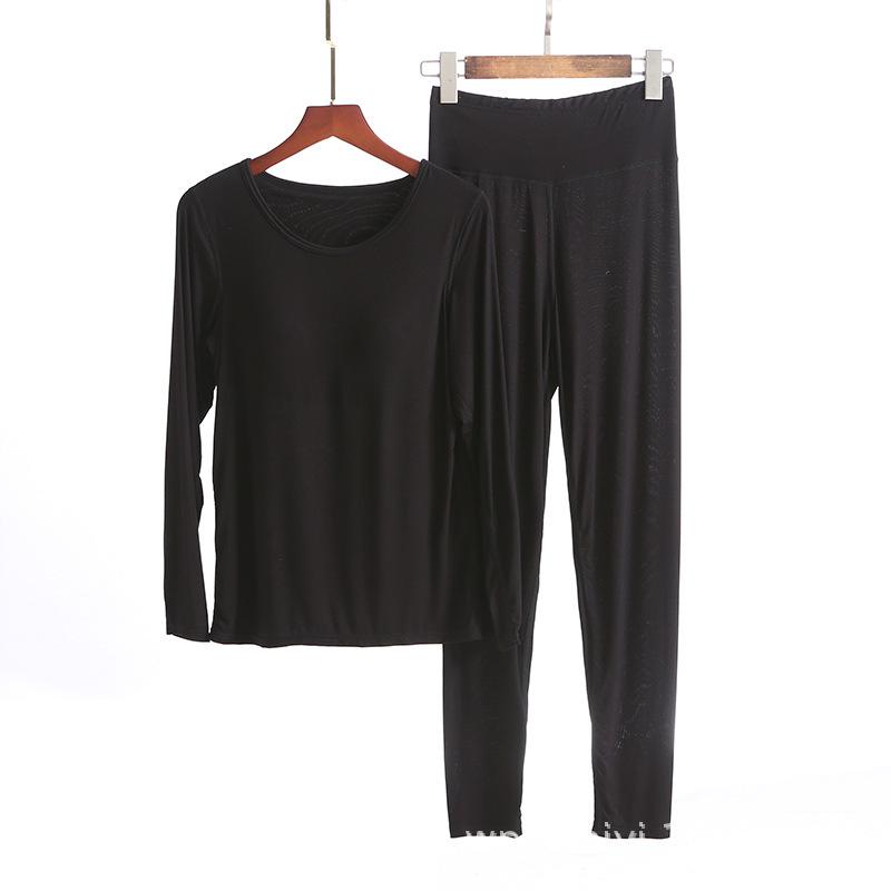 

Женский пижамный комплект с длинным рукавом и вкладышами для бюстгальтера - Свободный, больших размеров, Осень/Зима 2020 Double Extra Large