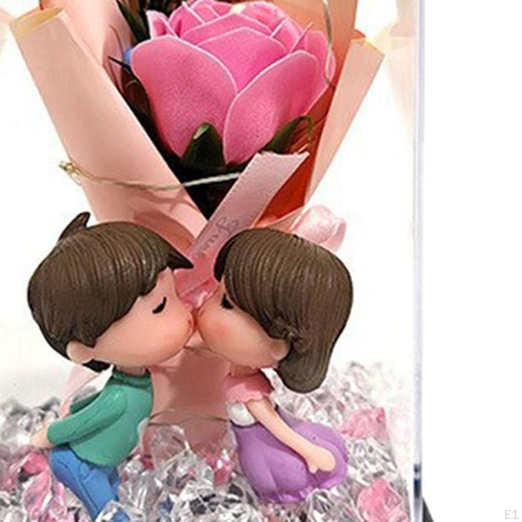 Preserved Artificial Flowers Elegant with Lights Simulated Soap Flower for Valentine's Day
