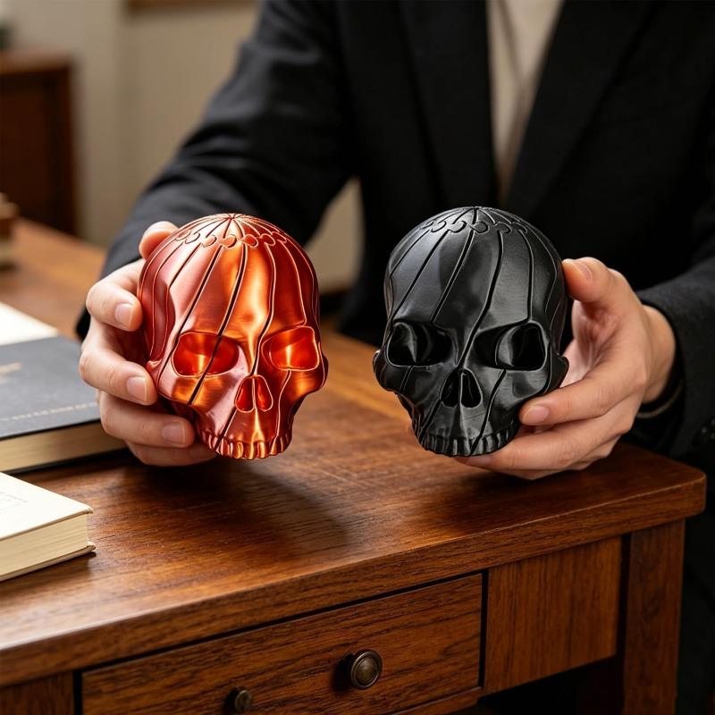 3D Printed Twisty Skull Fidget Toy, 3D Printed Skeleton, Rotating Clicker Fidget, Skull Sensory Toy for Stress Relief,, Halloween Gothic Novelty Gift