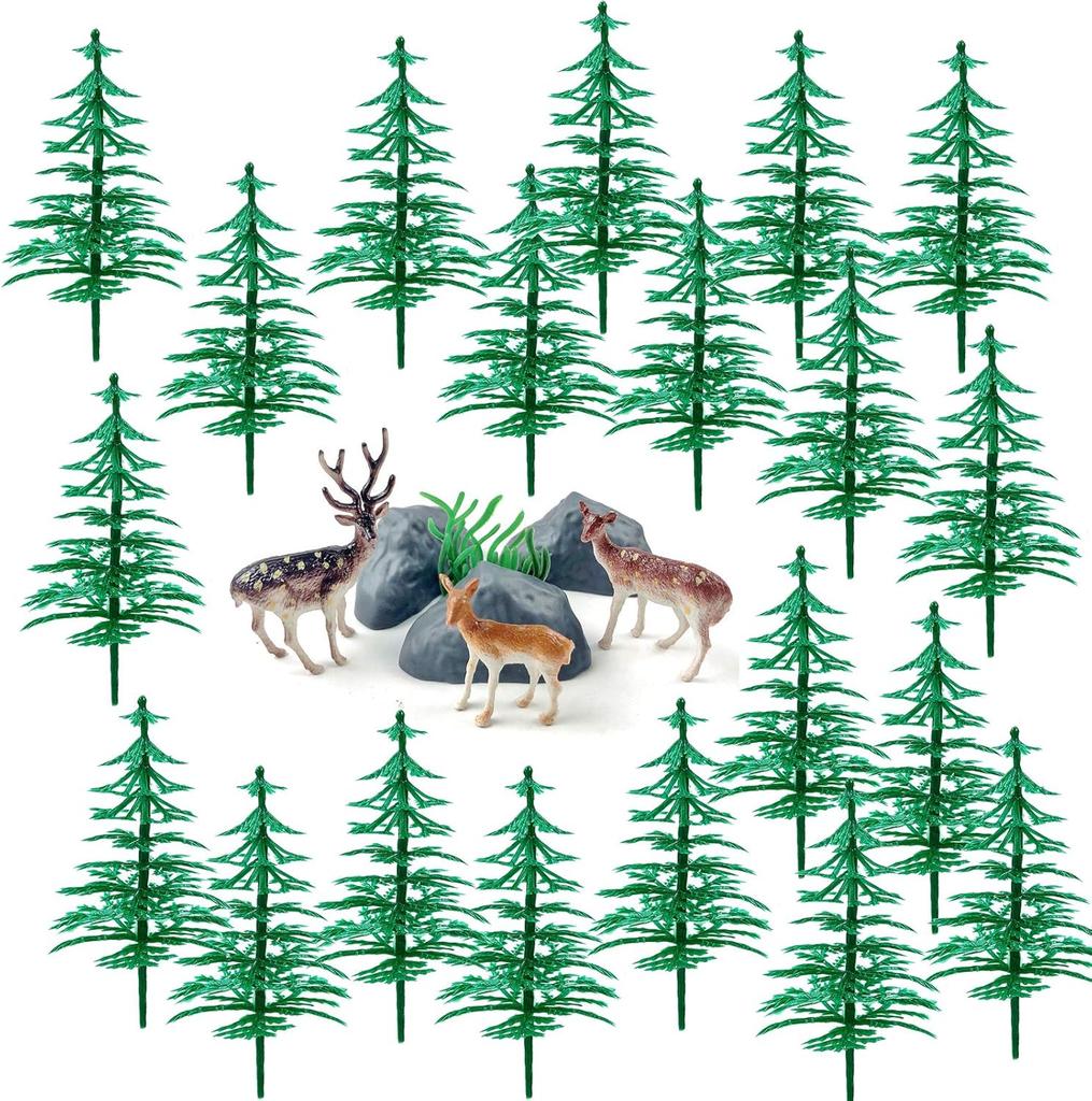 13 Pcs Tree Deer Figurines Forest Woodland Theme Cake Topper Tree Deer Cake Decorations for Christmas Cake Topper Decoration
