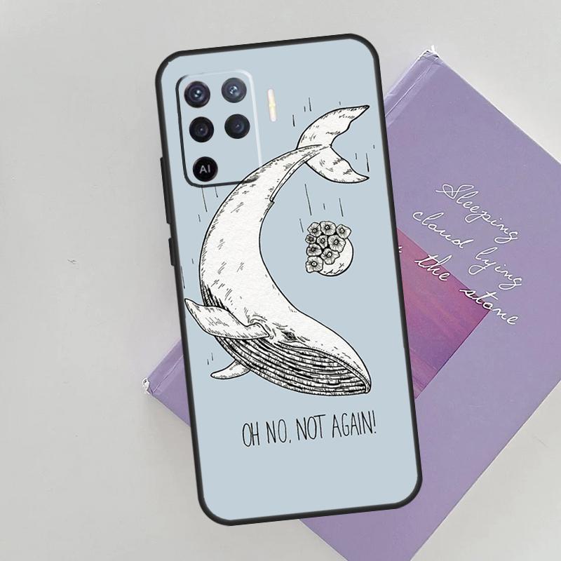 Beautiful Blue Whale Painting Case For Oppo A15 A16 A17 A52 A72 A76 A96 A74 A94 A53 A54S A57S A58 A78 A98 A77 Phone Cover