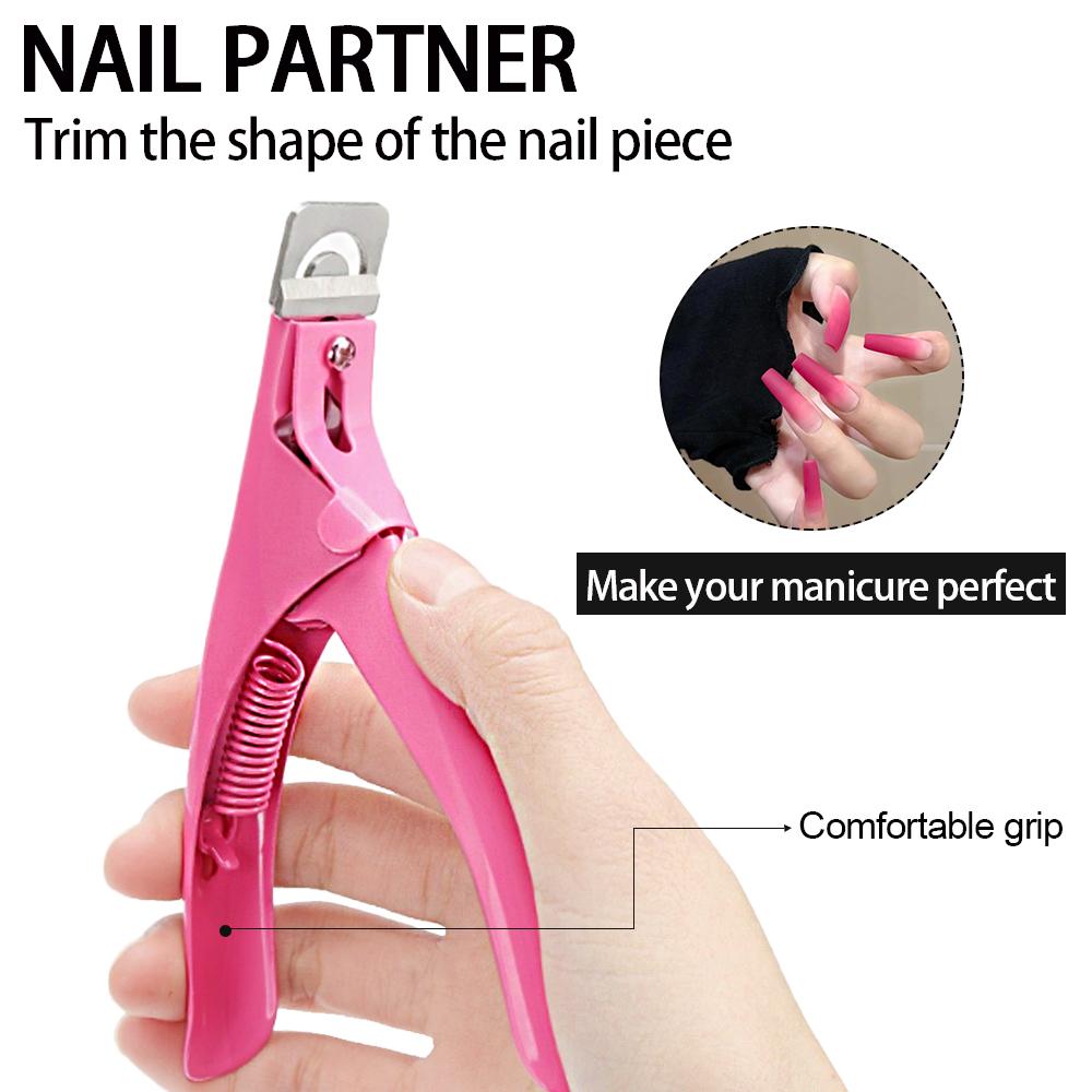 Acryl Nagelschneider Edelstahl Knipser Schere U-Wort Falsche Spitzen Trimmer Maniküre Werkzeuge Gerader Schnitt Kit Mit 12 Stück Magnet