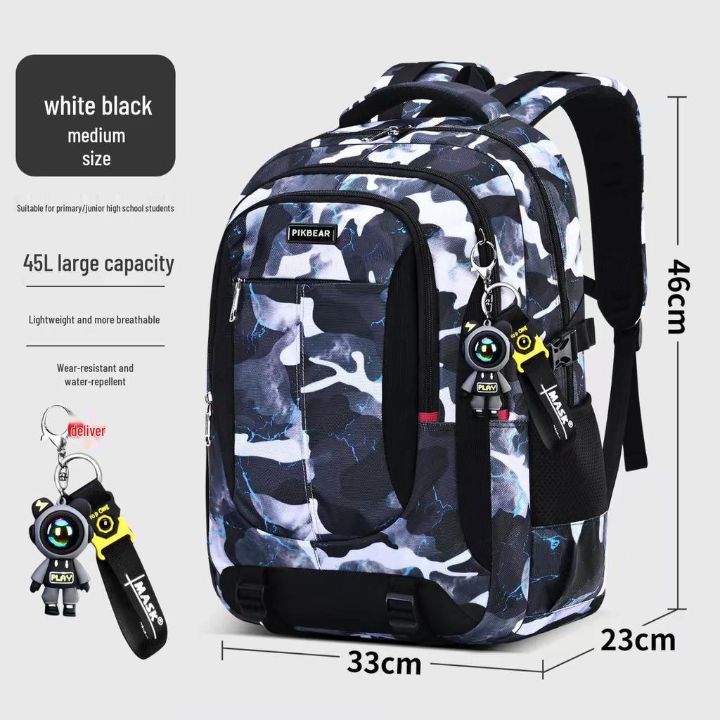 Men's Camouflage Schoolbag: Junior & High School Decompression Backpack with Spine Protection and Large Capacity for Outdoor Leisure.