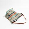 Korean Fashi Shoulder Bag, Lady Rainbow Striped Color-blocked Woven Bucket Bag Leather Strap Handbag Large Tote Bag For Travel
