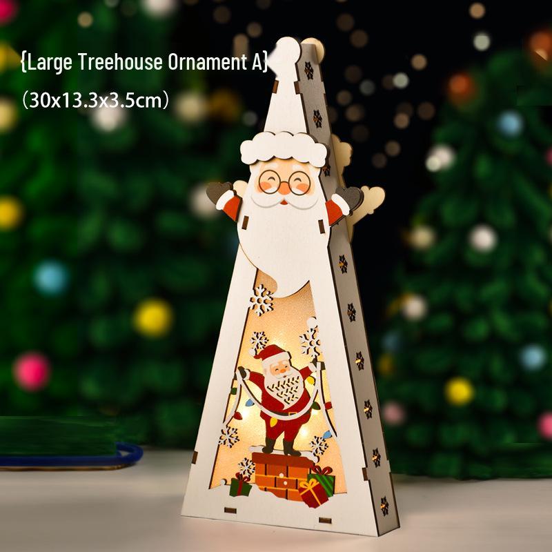 Luminous Handmade Wooden Christmas Tree Ornament Pendant Decor Gift.