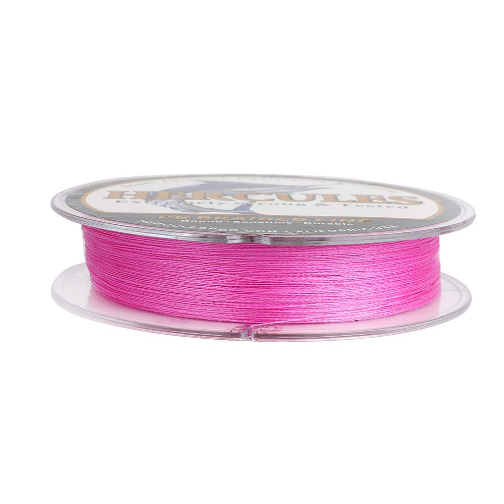 Hercules PE Fishing 15 and versatile fishing line for long Suitable for ajing and Pink 1000M Line, 4-strand braided, colors. High-strength, durable,